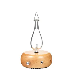 Organic Aromas Magnificent 2.0 Standard Nebulizing Diffuser with LED Light Handcrafted Wood Base & Hourglass Glass Reservoir for Aromatherapy