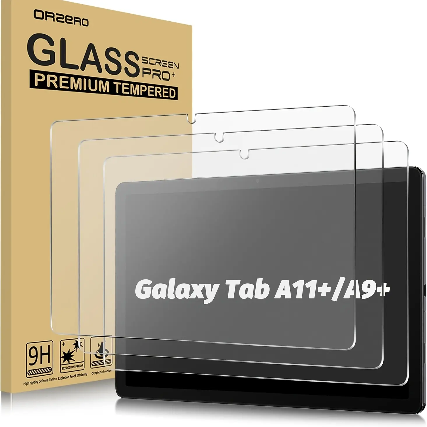 3-piece tempered film, suitable for Samsung A9+/A11+, 11 inch high-definition scratch resistant protective film, tablet screen protector, high-definition glass, screen protector, tablet accessories, tablet screen protector