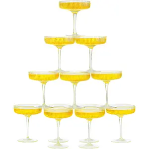 Glass Ribbed  Art Deco Coupe - 8oz. Set of 12  Glasses - Weddings & Parties, Champagne Tower, Hosting Essentials, Champagne &  Goblet Stemmed Ripple Coupes Glassware