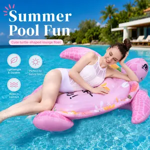 Giant Pink Sea Turtle Inflatable Pool Float for Adults, Large Floating Hammock Center for Summer Lounging, Premium Durable PVC Water Mat, Cute Sea Turtle Design Floating Island for Swimming, Sunbathing and Relaxation, Fun for Beach, Pool, Lake and Ocean