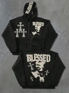 Men's Hooded Sweatshirt with Letter Print, Street Style Fitted Design, Fall & Winter Fashion, Casual Wear for Outdoor Activities