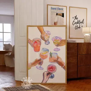 [SALE UP TO 50% - UNFRAMED] Cheers Print, Bar Cart Prints, Trendy Wall Art, Retro Kitchen Wall Art, Drinks Print, Cocktail Printable Wall Art, Preppy - Complimentary Delivery