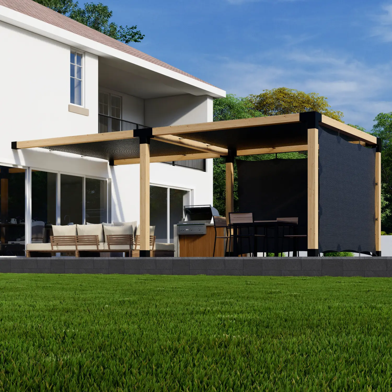 Kit for a Canopy Pergola w/ Pergola Privacy Screen(s)