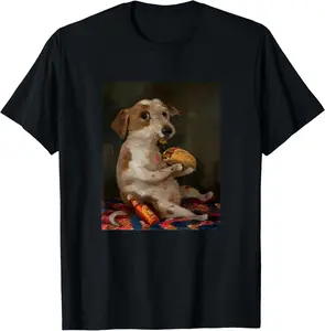 100% Cotton Funny Dog Eating Taco with Hot Sauce T-Shirt
