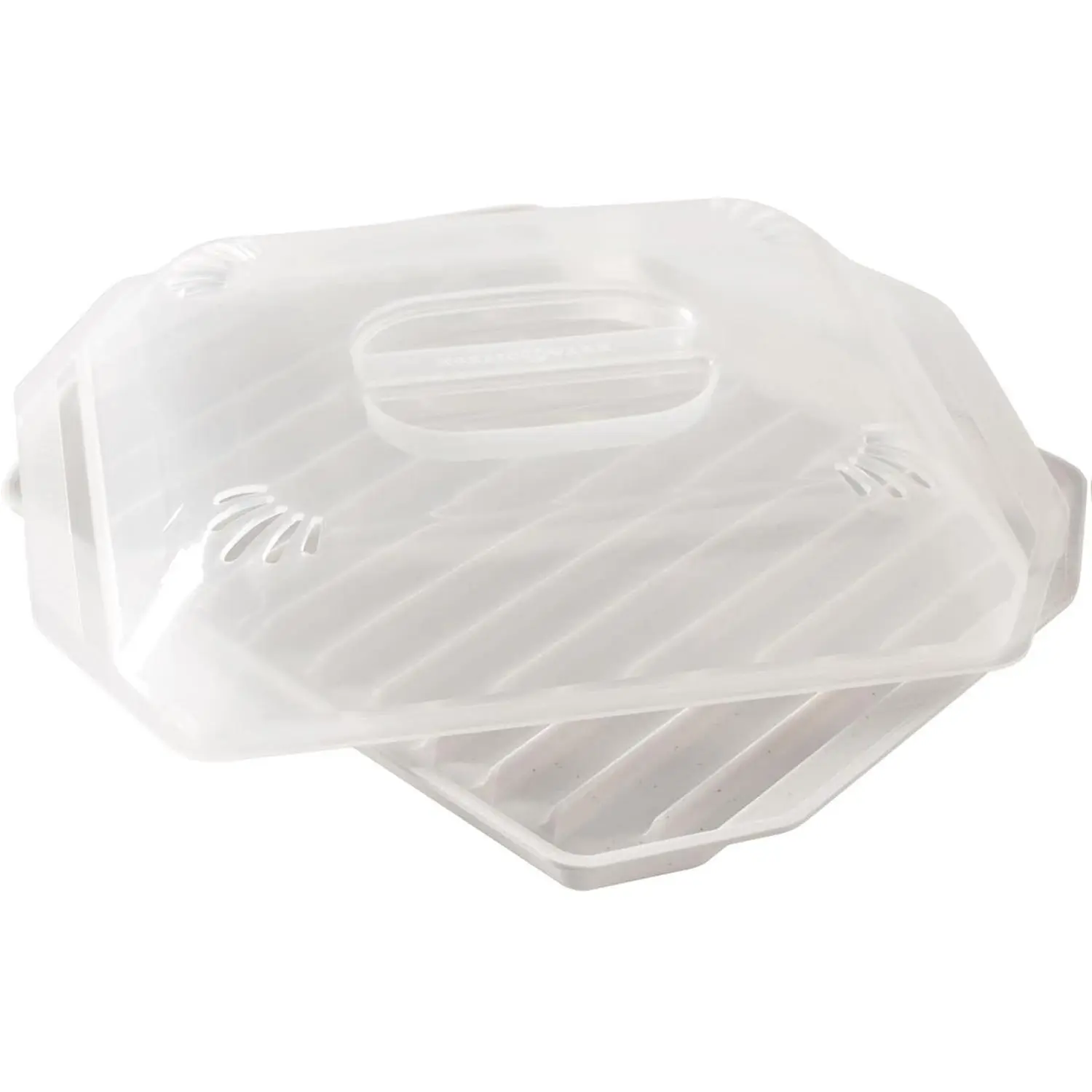 Compact Bacon Rack with Lid - Microwave Safe & Oven Safe Up to 400°F - Durable High-Density Plastic Tray for Crispy Bacon - Made in USA