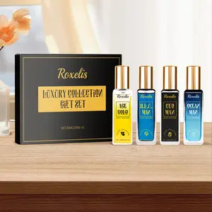 Roxelis Men's Perfume Gift Set, 4 Luxurious Mini Bottles, Long-Lasting Fragrance, Sandalwood, Ceo Man, Klub Man, Goat, Portable Scent Kit, Fragrance Sets