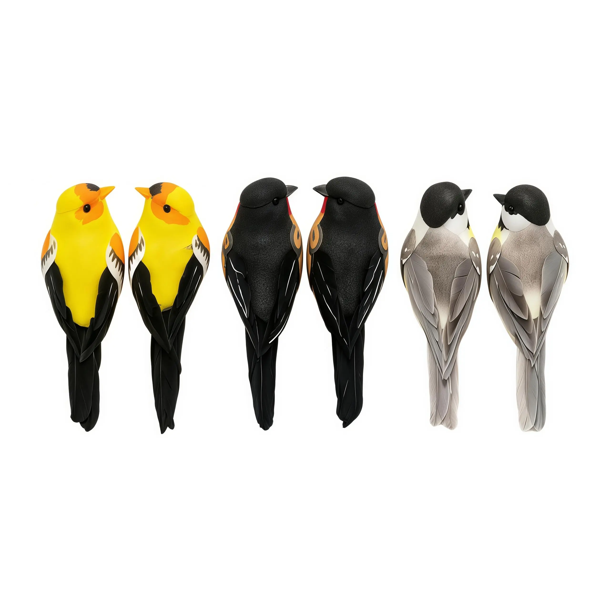 6Pcs Handmade Realistic Birds with Natural Feathers - Multicolor Artificial Bird Figurines for Indoor and Outdoor Home Garden Decor