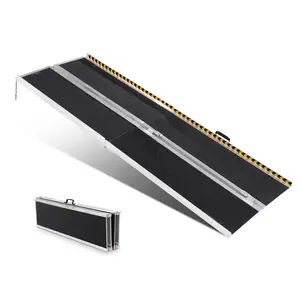【fathersdaygift】VEVOR Portable Wheelchair Ramp, 8 ft 800 lbs Capacity, Non-Slip Aluminum Folding Threshold Ramp, Foldable Mobility Scooter Ramp Wheel Chair Ramp, Handicap Ramp for Home Steps, Stairs, Doorways, Curbs