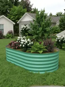 Galvanized Steel 8x4x1.5Ft Raised Garden Bed – Elevated Planter Box For Indoor/Outdoor Vegetables, Herbs & Flowers, No-Bend Design With Rust-Proof Coating & Tool-Free Assembly,Green