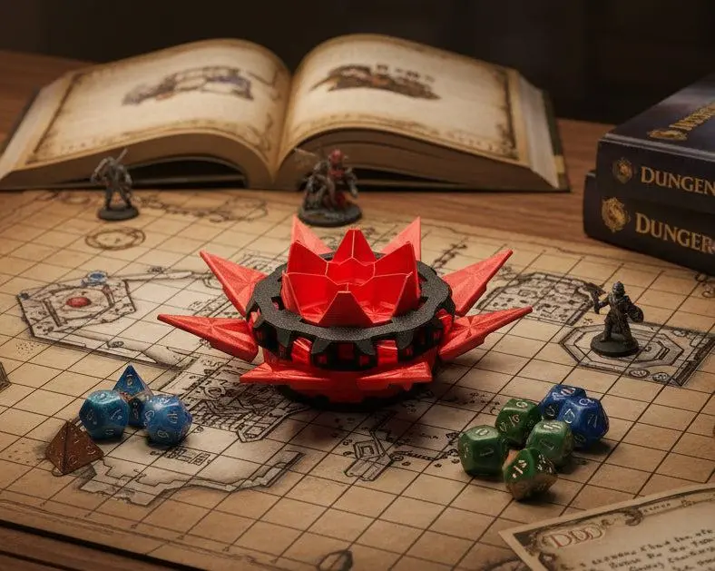 Mechanical Tilting Doors Dice Box | 3D Printed 7-Dice Dramatic Vault
