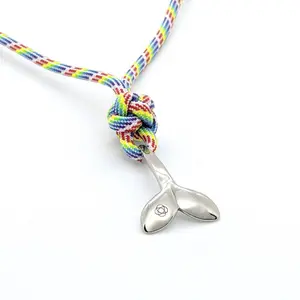 Rainbow Whale Tail Adjustable Necklace Stainless Steel 137