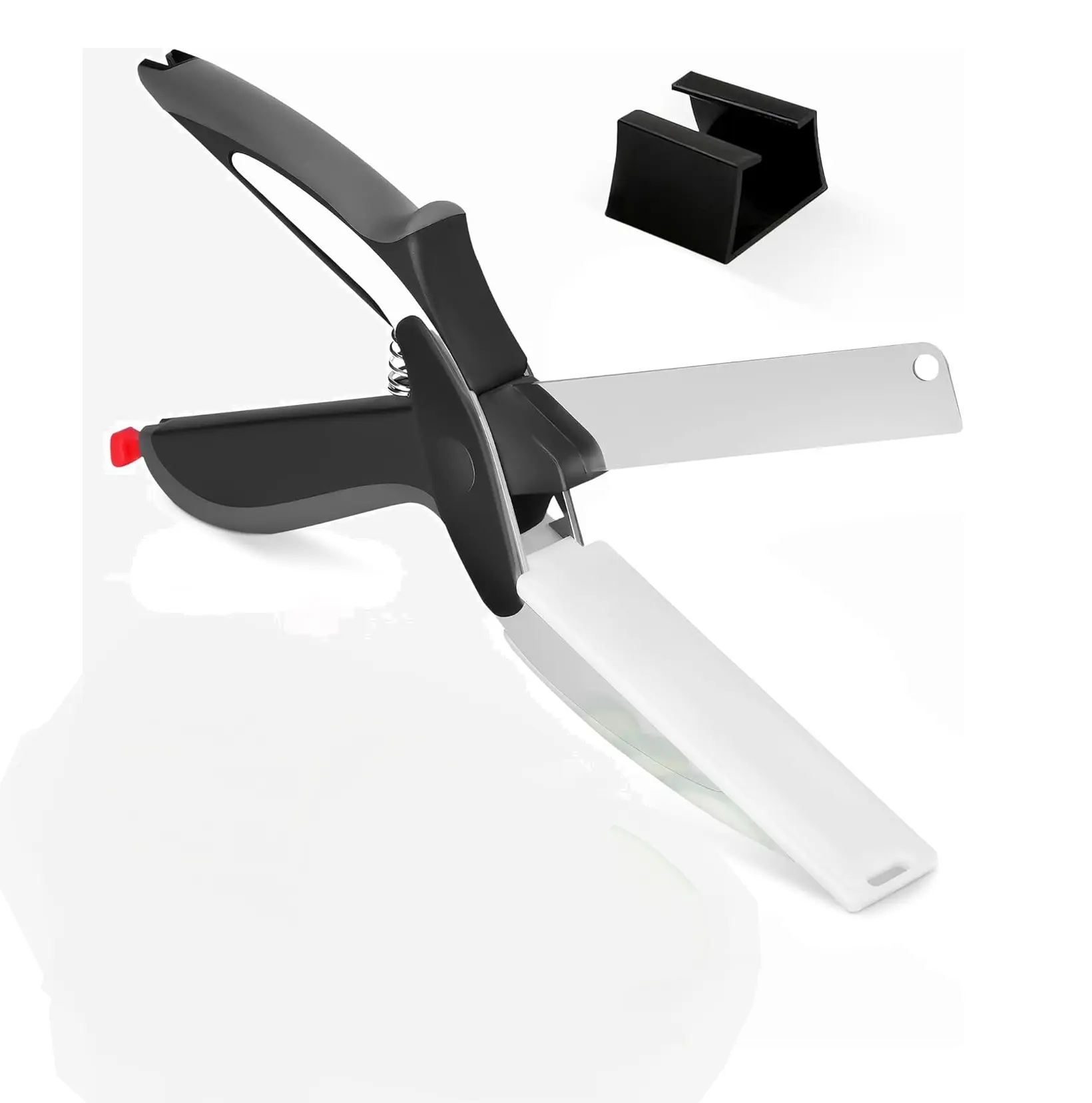 2 in 1 Kitchen Scissors for Food – Stainless Steel Blade & Plastic Cutting Board Scissors with Safety Lock | 9.6" Tomato Knife, Fruit & Vegetable Cutter – Easy-to-Use Kitchen Shears for Meat, Cheese