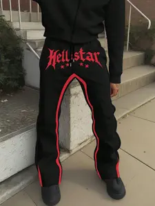 Men's Sporty Casual Streetwear Pants, Sports Casual Pants, Sports Bottoms, Fitted Design with Drawstring Closure, Elastic Waist & Pockets, Spring & Fall Fashion