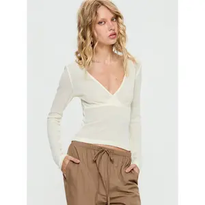 Cassidey Cross Front Long Sleeve Top Cream