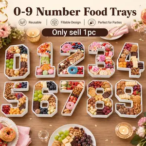 0-9 Large Number Shaped Food Tray, Hollow Gift Tray, Reusable Fillable Alphabet Number Shaped Form Tray Birthday Anniversaries, Serving Tray And Platter Digital Candy Tray,Cake Decorating Supplies for festival, birthday, Party Events