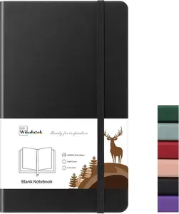 Leather Journal Sketch Book - Blank Paper Notebook, 100gsm, Hardcover, Inner Pocket, Medium 5"×8.25" Black