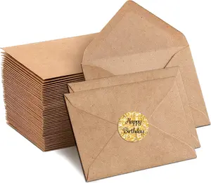 100 Pack Invitation Envelopes-A7 Brown Kraft Invitation Envelopes Used for 5x7 Cards Used for Weddings,Invitations, Baby shower, Office