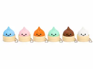 6-Pack Dumpling Clicker Keychains Mini Kawaii Fidget Charm Toys with Ball Chain Satisfying Mechanical Click Backpack Key Bag Accessories