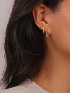 Gold-Plated Hoop Earrings Gold Plated Earring Set Rhinestone Cubic Zirconia Hoop Earrings   Chunky Small Gold-Plated Hoops Huggie Earring for Women Gold Jewelry for Woman Hoop Earring Sets