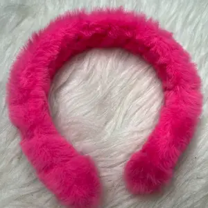 Pink Furry Headband, Hard Structure, Daily Casual, Fashion Accessories