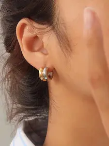 316 stainless steel women's fashion gold and silver dual tone earrings, Stud Earrings Jewelry, lightweight paired earrings, gifts for girls and women