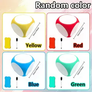 A set of 1, erasable and reusable EVA whiteboard dice set, including eraser and pen, suitable as a fun classroom tool for developing math and English skills