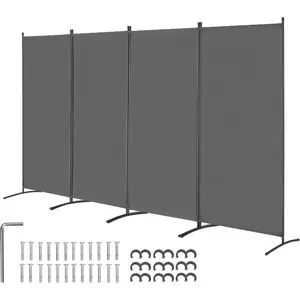 VEVOR Room Divider, 4 Panel Room Divider, Folding Privacy Screen and Portable Partition Divider for Room Separation, Freestanding Room Partitions for Office, Bedroom, Study, GreyVEVOR Super Brand Day