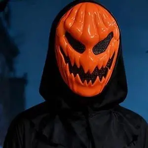 2025 New Halloween Pumpkin Mask with Hood - Spooky Scary Cosplay Mask for Halloween Parties Trick-or-Treating Horror Masquerade & Prom Role Playing Spooky