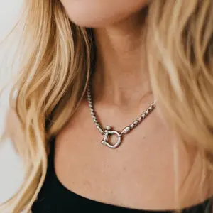 Lucky Me Horseshoe Toggle Necklace - WATERPROOF: Silver