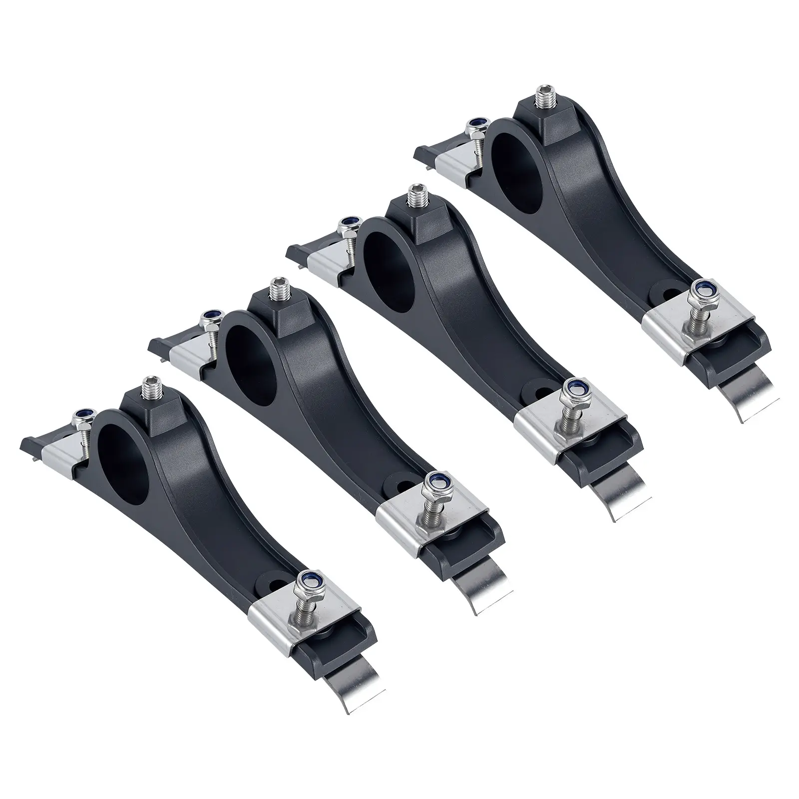 4 Pack Coated Heavy Duty Fender Support Mount Brackets, Stainless Steel / Zinc Plated Two Material Options, Complete Hardware Included, Replacement Fender Holder Kit for Dual Rear Wheel Dump Flatbed Semi Trucks & Trailers