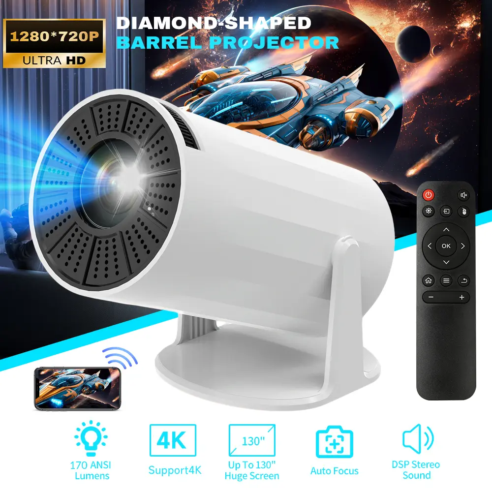 【FathersDayGift】Mini Android 11 Projector with 0.8:1 Short Throw, Auto Keystone Correction, Bluetooth 5.0, Wireless Streaming for Home & Travel