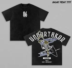 86 Eighty Six Undertaker Anime Double Printed Vintage Washed Tee Unisex Oversize Anime Manga Washed Heavyweight Cotton T-shirt