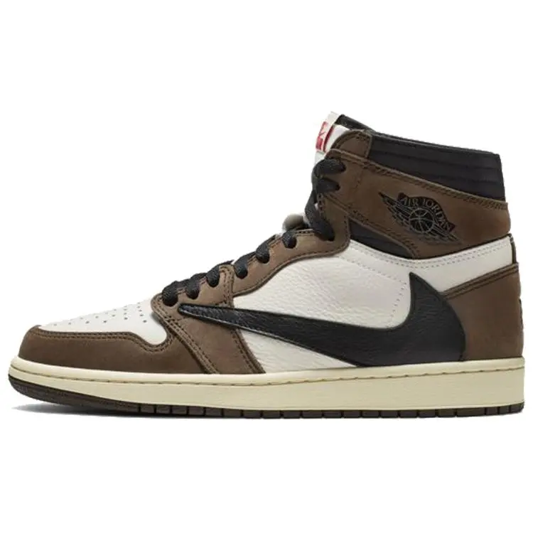 Travis Scott x Air Jordan 1 Retro High OG 'Mocha' Hype Limited Edition Sneakers, Earthy Tones, US 6-13 Sports Footwear