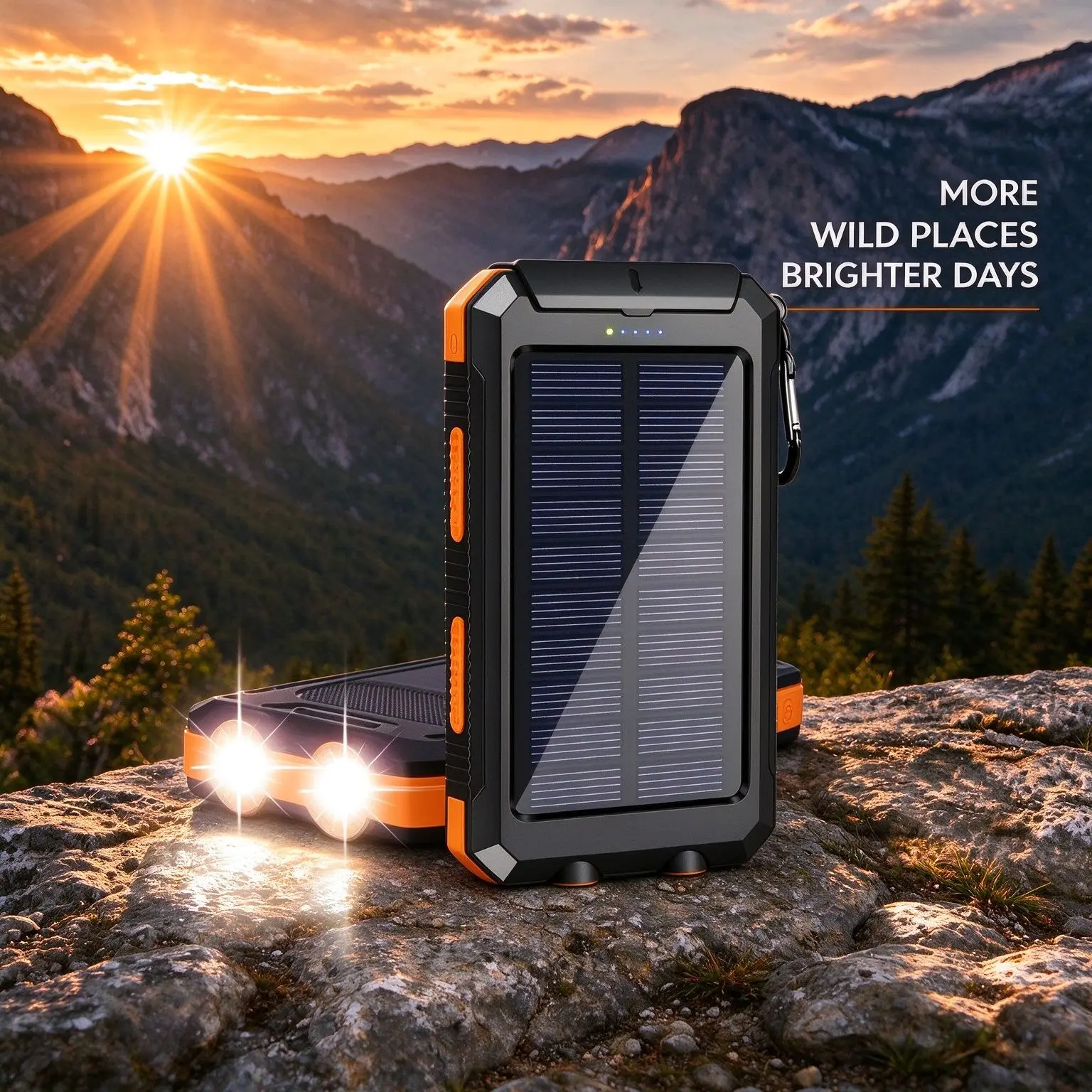 20000mAh Portable Power Bank - Emergency Battery Pack, LED Lighting, Solar Panel, Power Display Screen, Outdoor Essential, Dual USB Ports, Hook Design, Compatible with Android/Apple Phones, Ideal for Outdoor Picnics & Camping, Best Birthday Gift