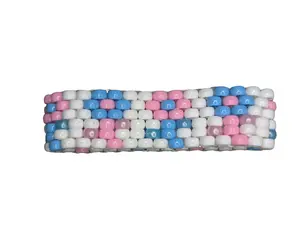 Trans Pride Bracelet Blue and Pink Flowers with White Background pride bracelets