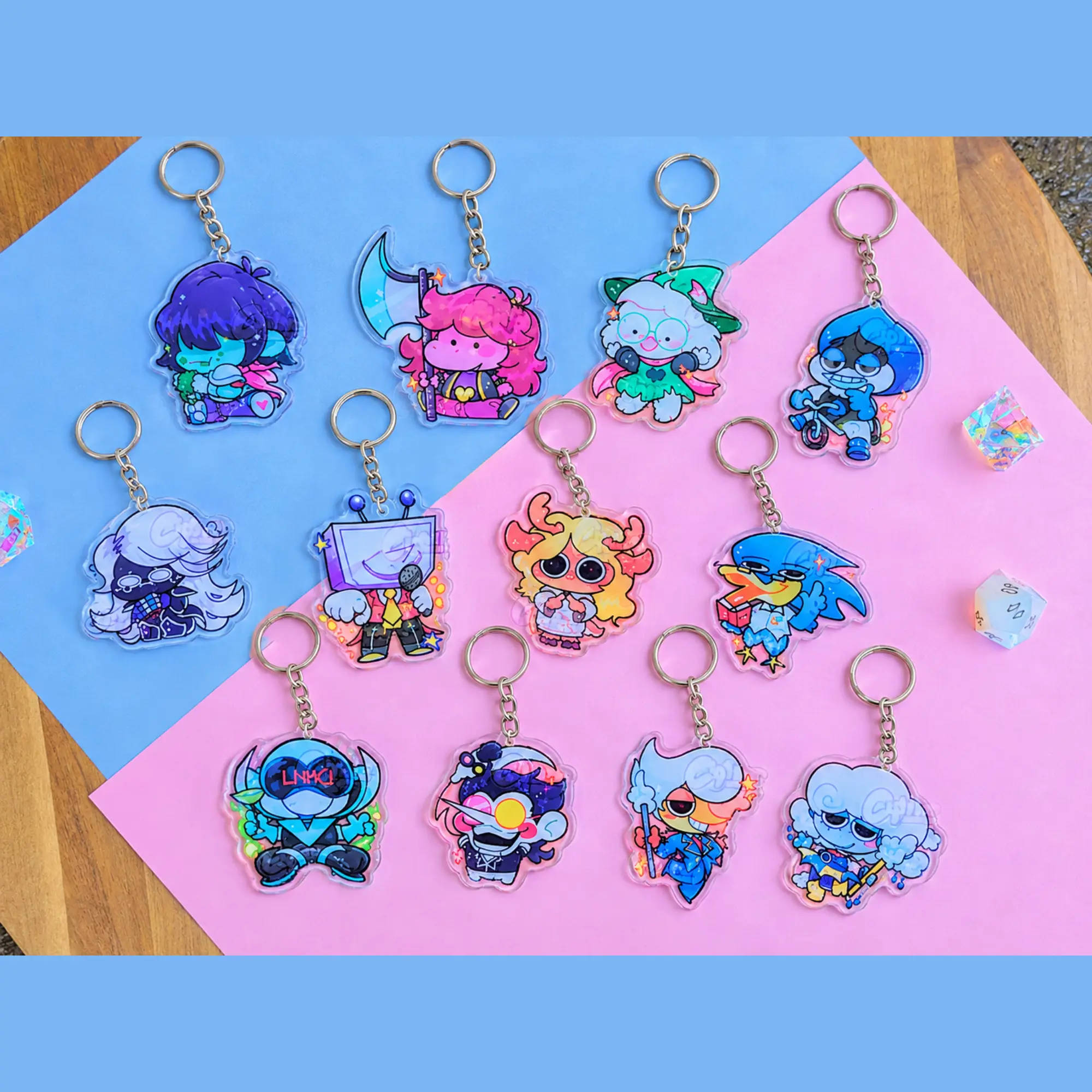 DELTARUNE Inspired Keychains ft. Kris, Ralsei, Susie, Lancer, Rouxls Kaard, Queen, Spamton, Tenna Chibi Character Keychains for Novel Fandom Collectors keychains
