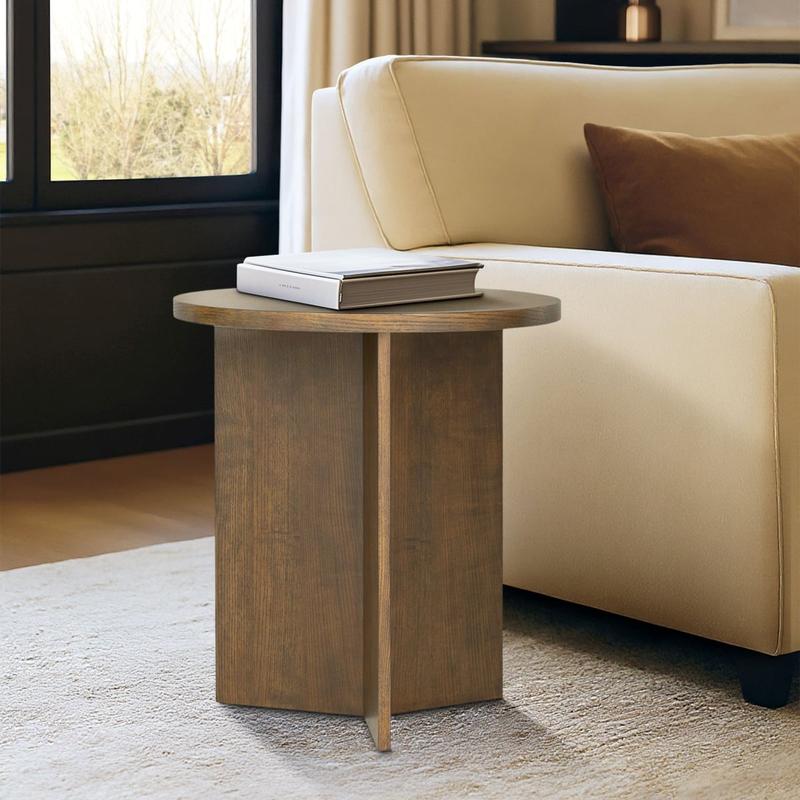 Martha Stewart MT120-0186 Walnut Brown Accent Table - Brown-Toned, Casual, Floor-Friendly End Table, Brown-Toned End Tables, Casual End Tables