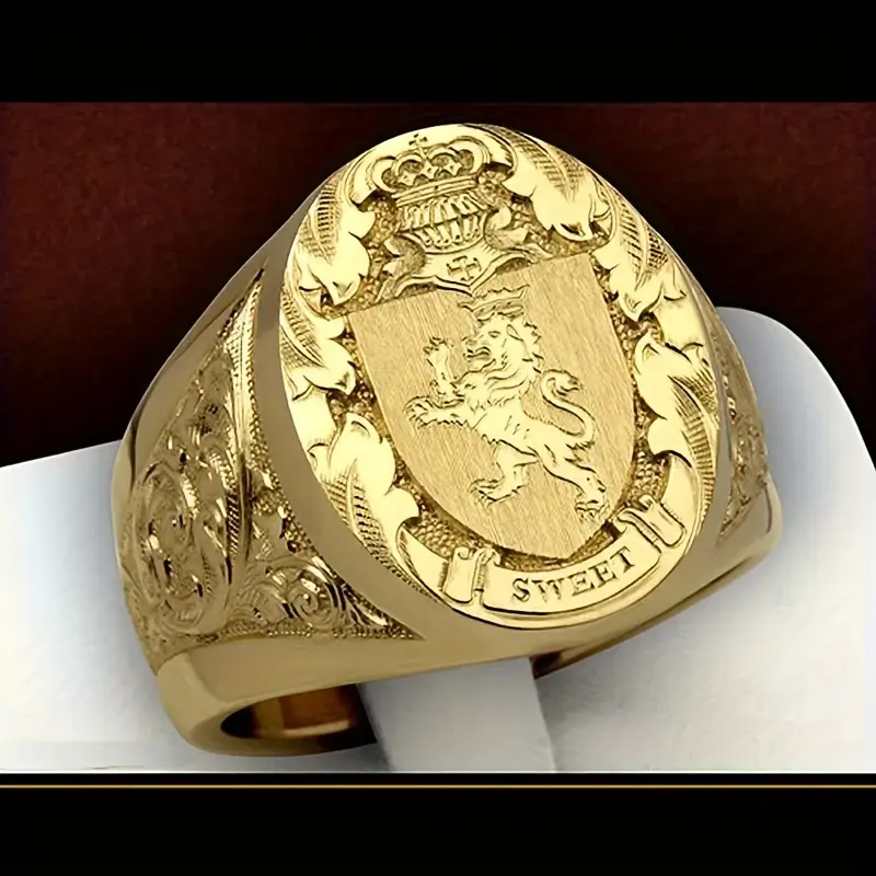 " 👑 🦁 ✨ [2025 SPRING DYNASTY]Antique Bronze Lion Crest Signet Ring ✨   Hand-Forged Crown Shield Jewelry for Men |   Customizable Heirloom Gift for Weddings/Anniversaries | # MensLuxe2025 # HeritageGifts # EasterGifts2025 # LionSymbolism # RoyalCore"