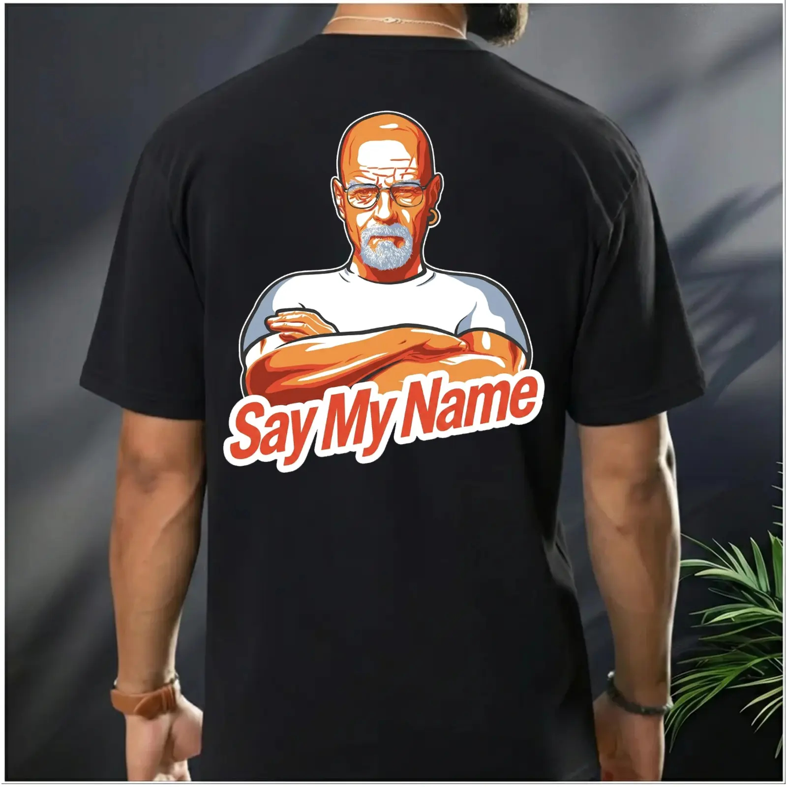 Unisex 100% Cotton Graphic T-Shirt, Breaking Bad 'Say My Name' Heisenberg Print, Short-Sleeve TV Show Menswear Fan Gift Top, Casual Wear, Printed Logo, Tshirt, Round Neck, Regular Fit, Letters, Cold Wash, Machine Washable, Do Not Dry Clean, Tv Show Fan, M