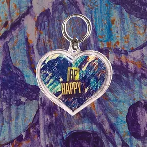 Heart Keychain W/QR Code To Positivity Playlist