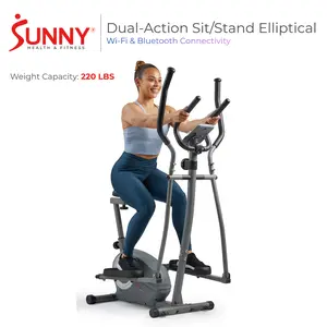 Sunny Health & Fitness Smart 2-in-1 Seated Elliptical, Home Gym Workout Fitness, Full-Body Cross Training, Seated Stationary Bike + Elliptical, 8 Adjustable Magnetic Resistance Settings, Built-In Digital Performance Monitor, 220 lbs Capacity