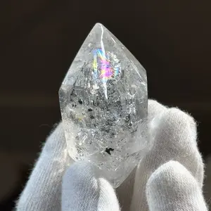RARE Enhydro Quartz with Big Moving Bubble, Black Bubble, Waterfall Sand All around & Rainbow Flashes Collector’s Crystal 32g Polished