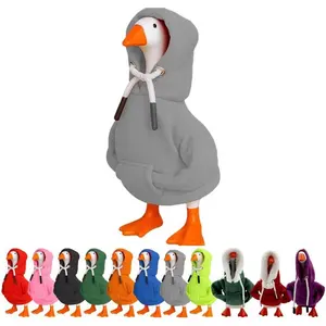 Desk Goose Outfits 7 inches, Mini Tabletop Goose Accessories, Funny Porch Goose Hoodies Costume Magnetic Statue Key Holder Clothes (# Grey)