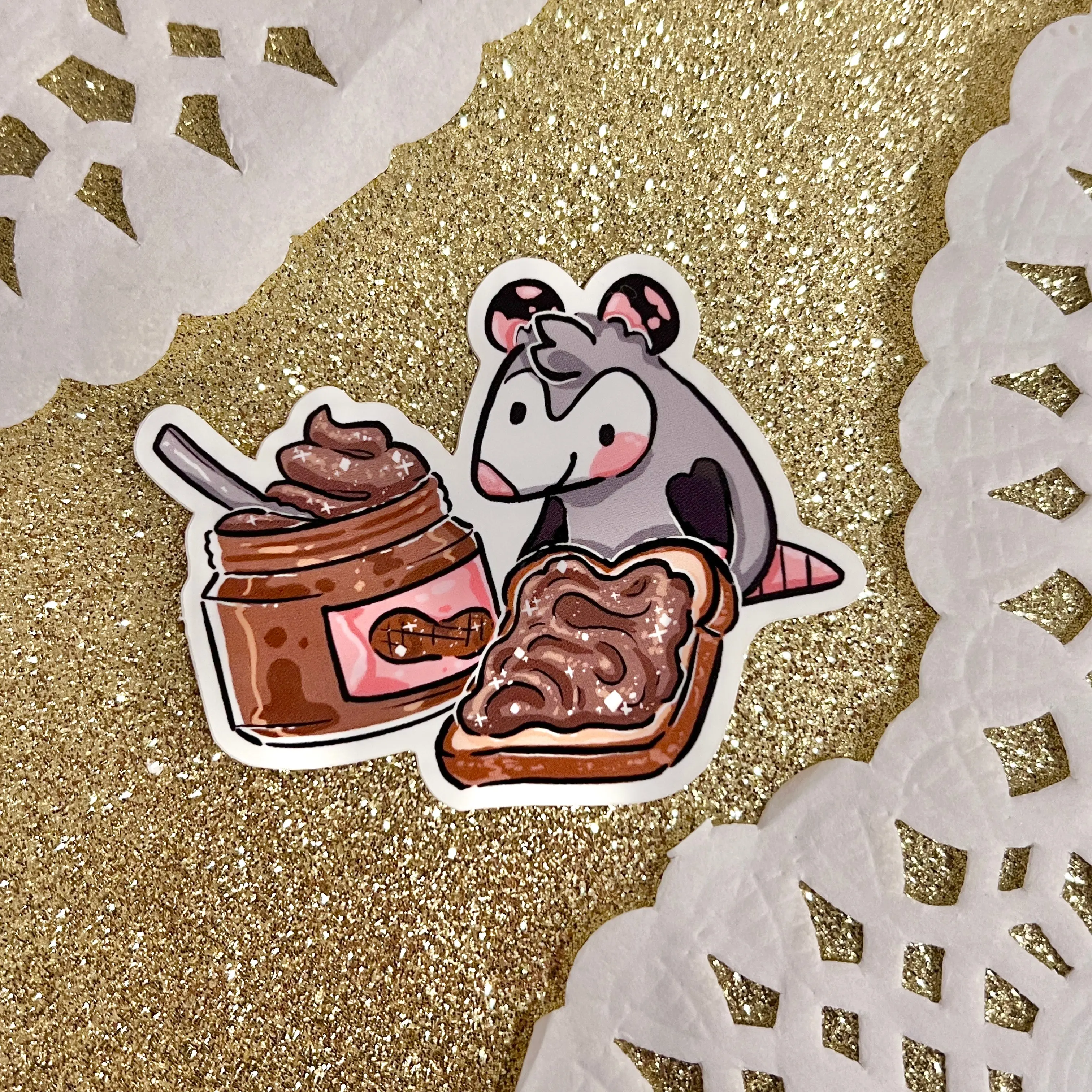 Cinnamon Peanut Butter Opossum ~ Sticker