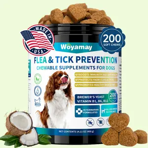 Flea & Tick Prevention Dog Chews 200 Soft Natural Skin Coat Support with Brewer’s Yeast Coconut Oil Fish Oil Vitamins for Shiny Coat Healthy Snacks Grain-Free Made in USA TikTokShopBlackFriday - Supplements TikTokShopHolidayHaul