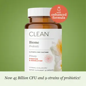 Clean Biome Probiotic Supplement Capsules | Powerful 9-Strain Probiotic | Original Formula for Digestion Support |