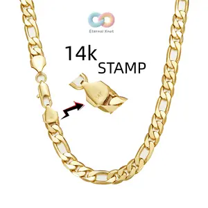14K Plated Figaro Chain 2mm/10mm Wide, 24/20 Lenght Tarnish-Free Nanotech Coating Necklace Italian-Style Cuban Link Minimalist Layering Jewelry