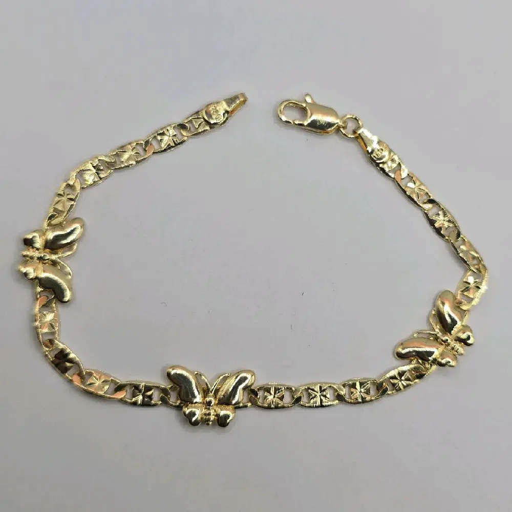 Butterflies Bracelet Gold-Plated 7 Inches Fashion Style with Butterfly Design, Durable Gold Over Stainless Steel, Unisex, perfect date