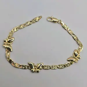 Butterflies Bracelet Gold-Plated 7 Inches Fashion Style with Butterfly Design, Durable Gold Over Stainless Steel, Unisex, perfect date