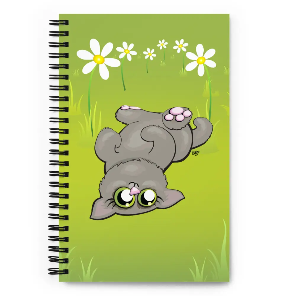 Cute Funny Cartoon Kitten Spiral Notebook for Kids and Kids at Heart